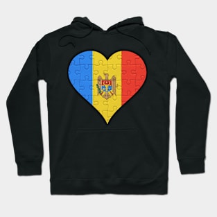 Moldovan Jigsaw Puzzle Heart Design - Gift for Moldovan With Moldova Roots Hoodie